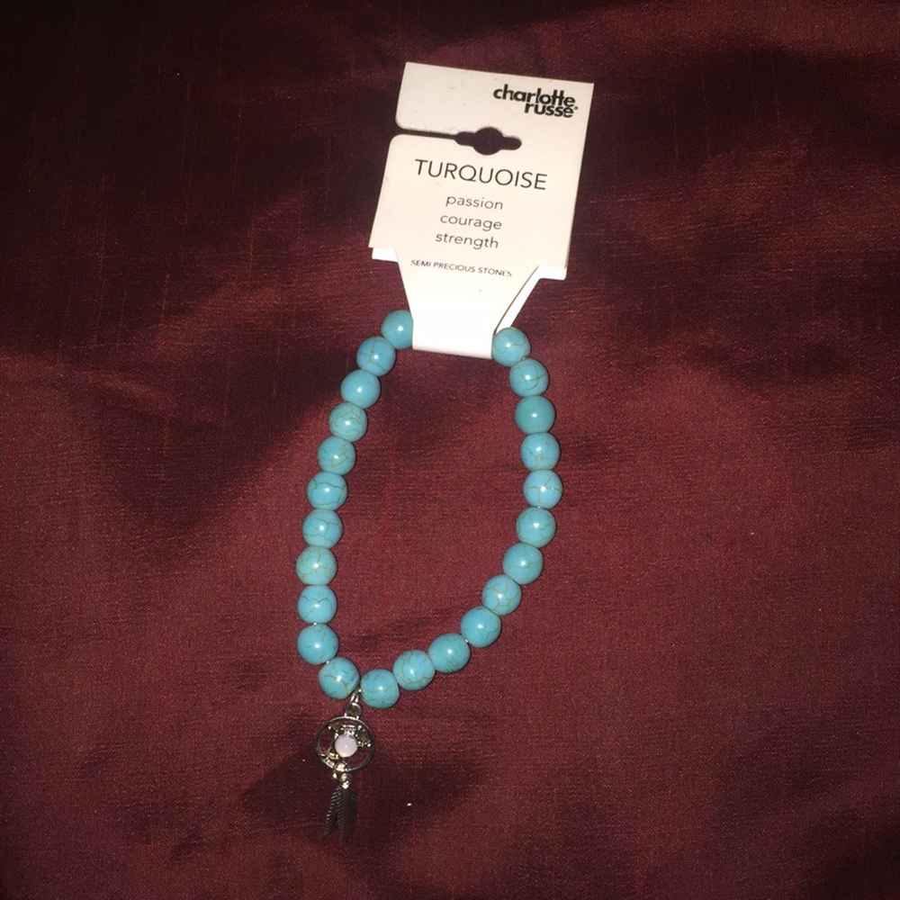 Turquoise stone bracelet with dream catcher charm